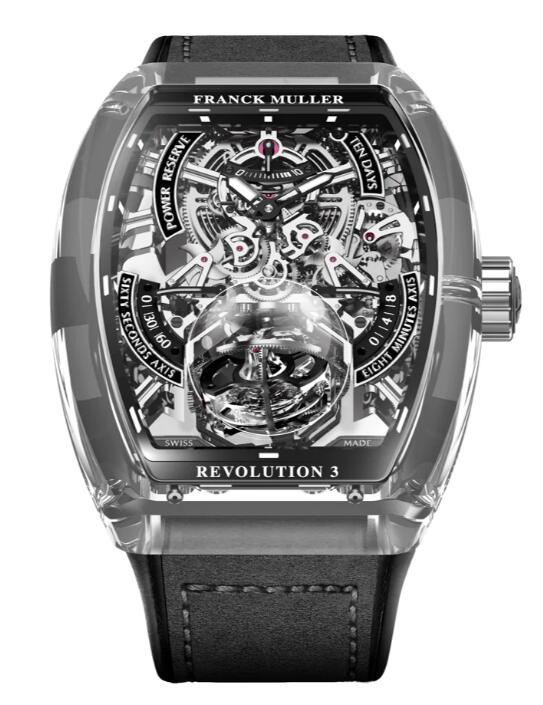 Review Franck Muller Vanguard Revolution 3 Skeleton Sapphire - Black V50 REV 3 PR SQT NR SAPHIRE Replica Watch - Click Image to Close